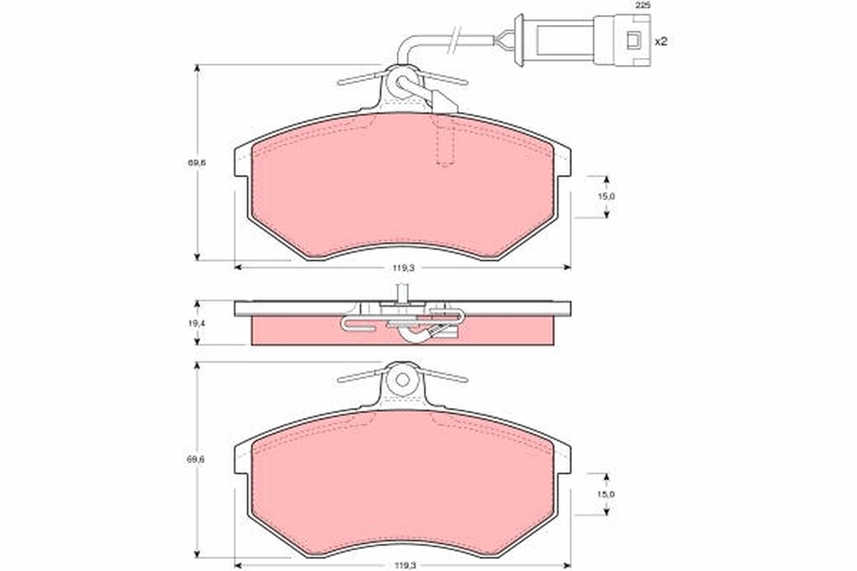 Brake Pad Set, disc brake - GDB404 TRW