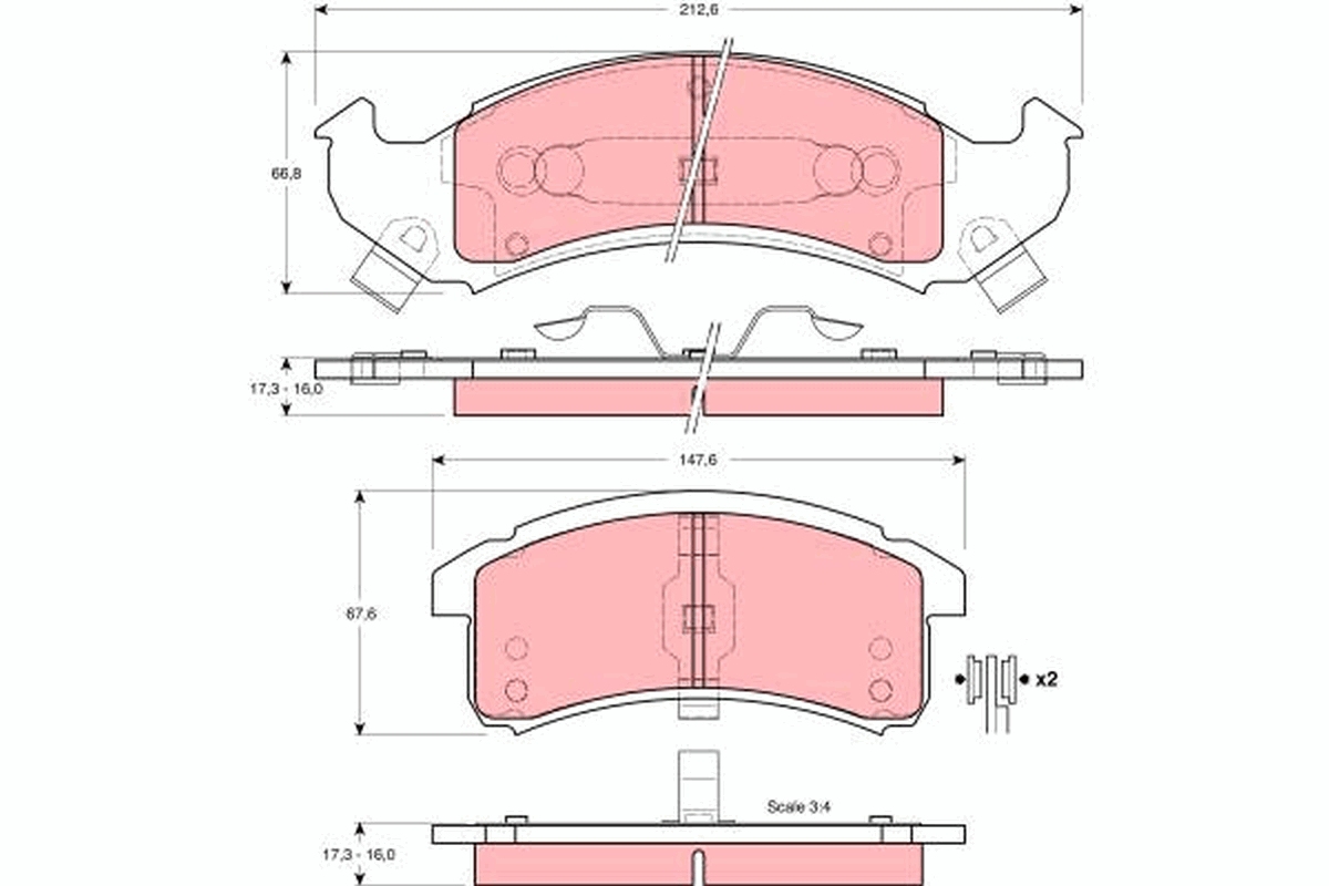 Brake Pad Set, disc brake - GDB4054 TRW