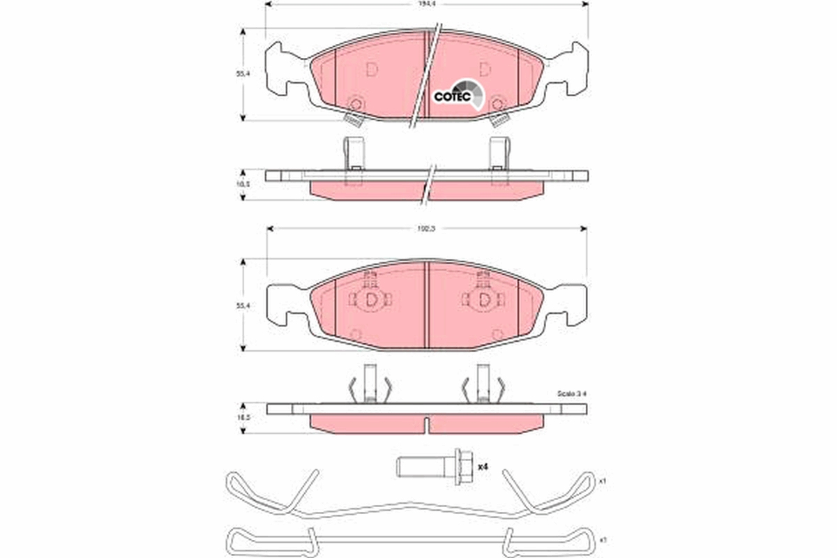 Brake Pad Set, disc brake - GDB4120 TRW