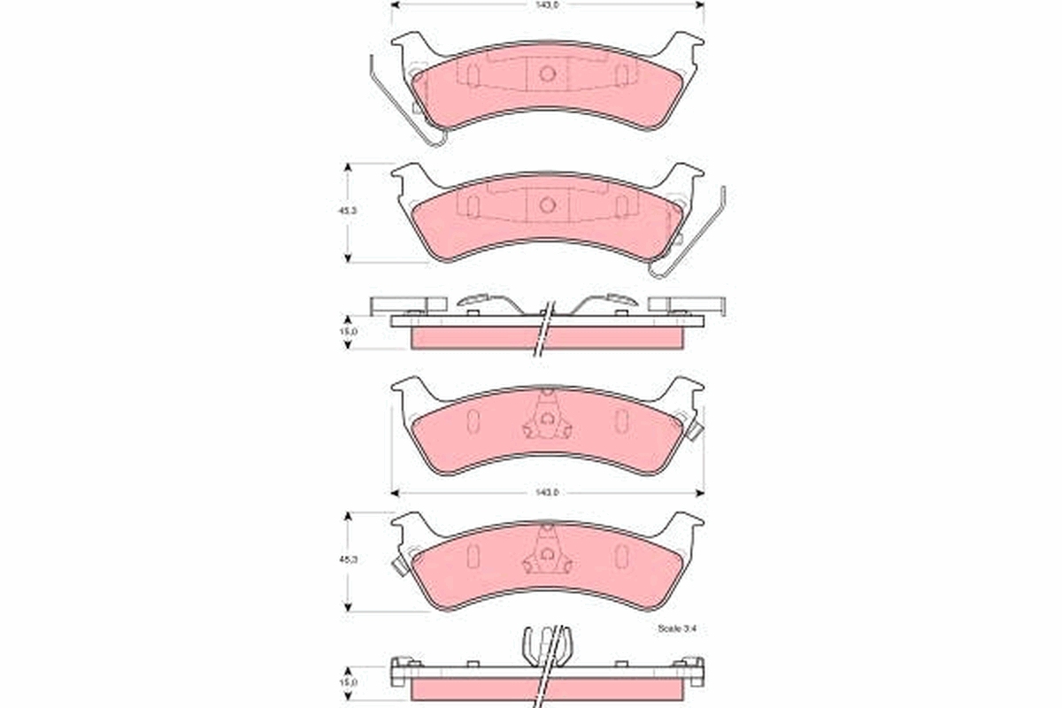 Brake Pad Set, disc brake - GDB4124 TRW