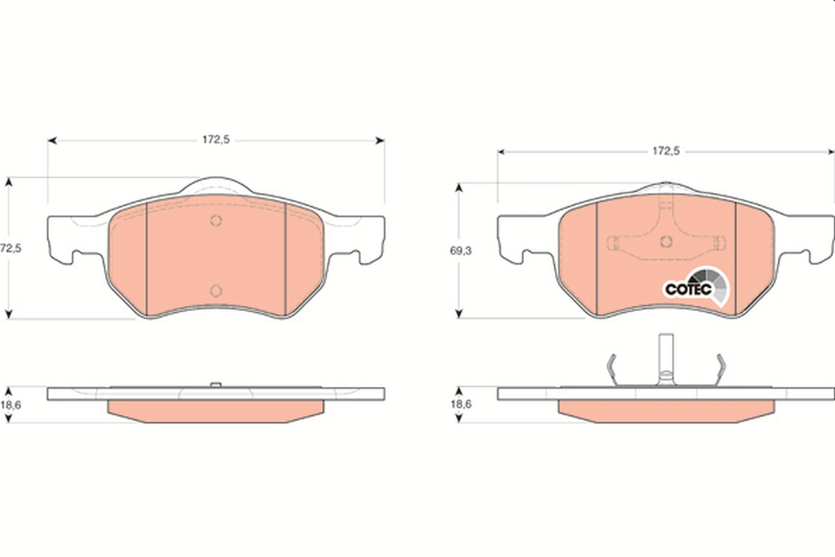 stabdžių trinkelių rinkinys, diskinis stabdys - GDB4128 TRW