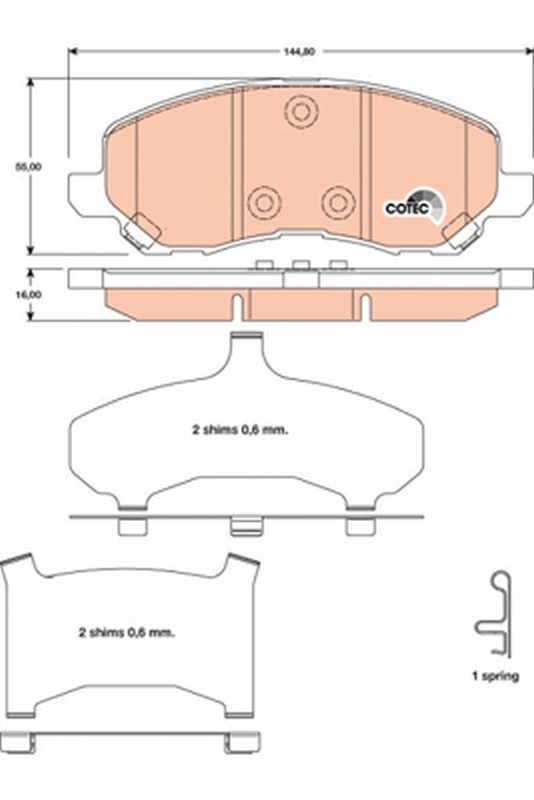 Brake Pad Set, disc brake - GDB4142 TRW