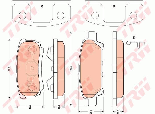 Brake Pad Set, disc brake - GDB4143 TRW