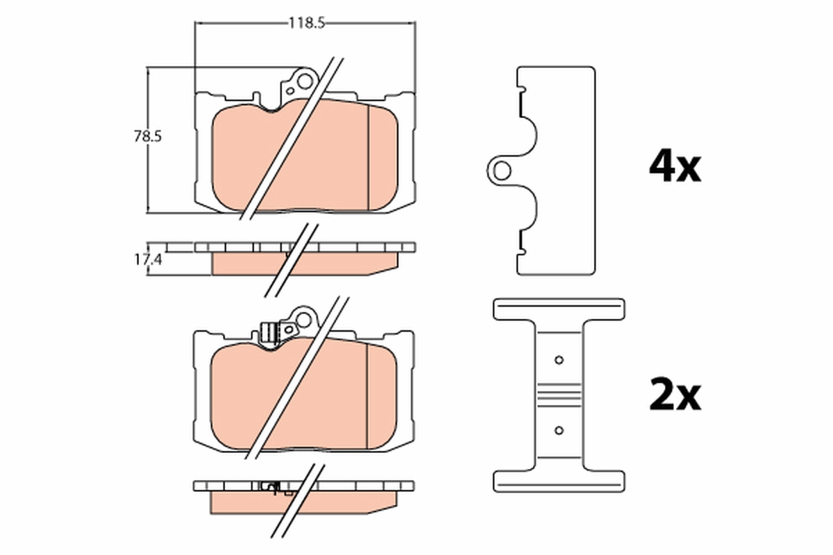 Brake Pad Set, disc brake - GDB4460 TRW