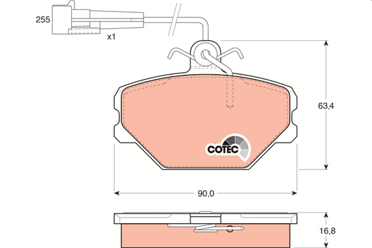 Brake Pad Set, disc brake - GDB833 TRW