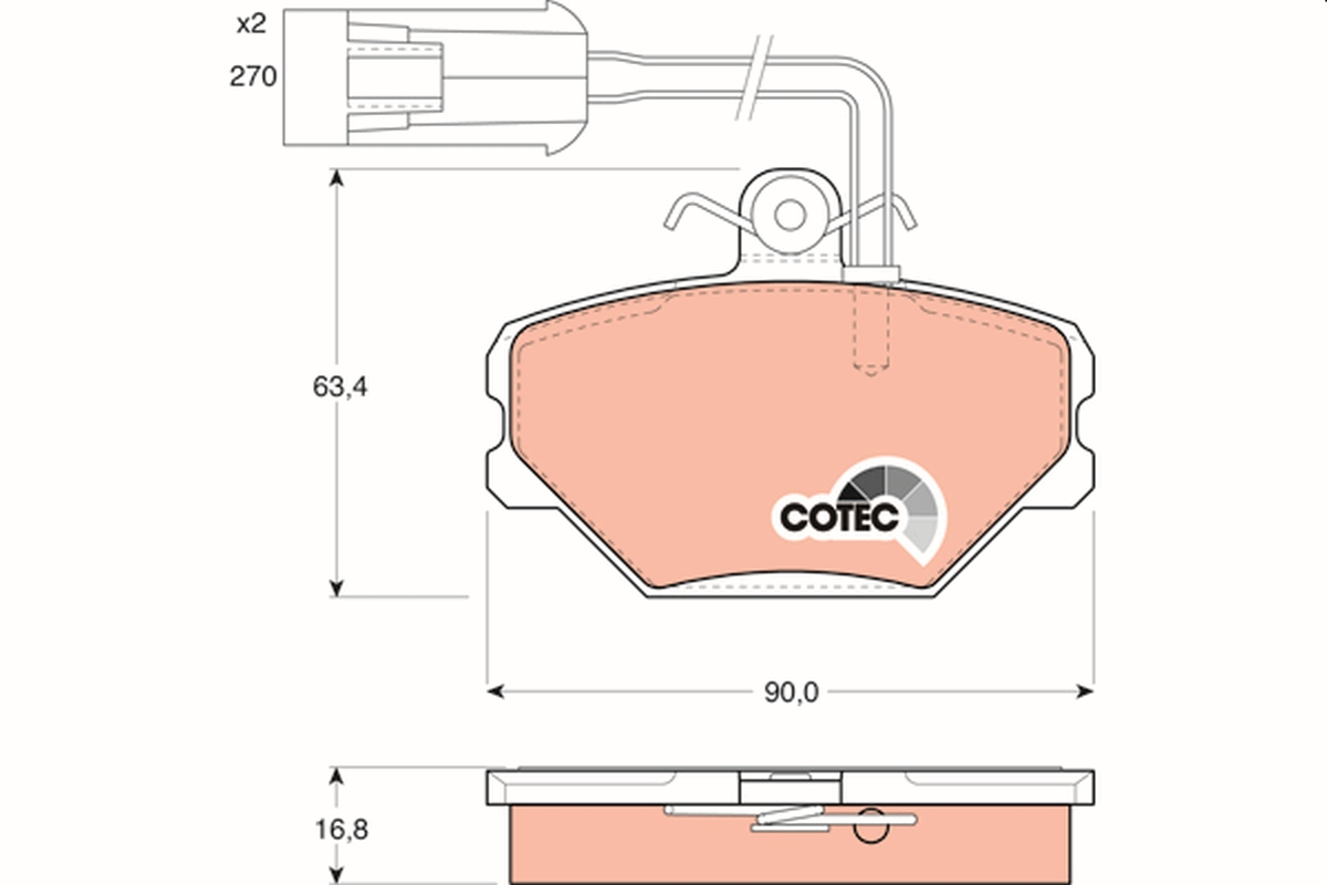 Brake Pad Set, disc brake - GDB852 TRW