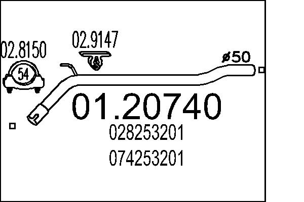 Tubo gas scarico - 01.20740 MTS