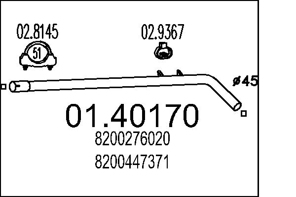 Tubo gas scarico - 01.40170 MTS