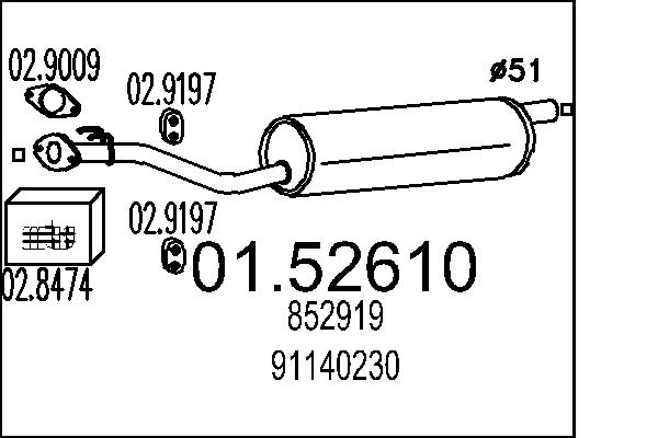 Middle Silencer - 01.52610 MTS