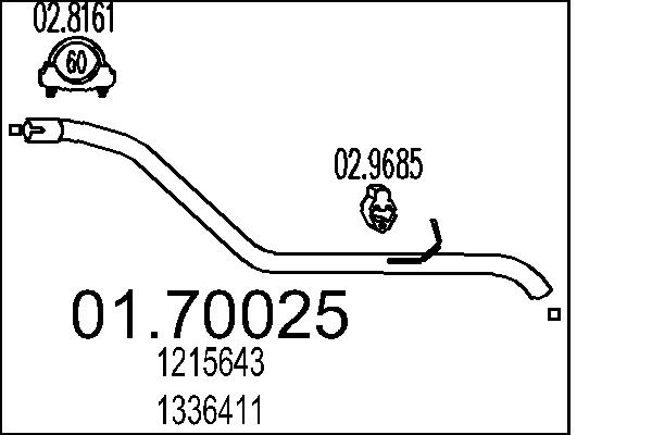 Tubo gas scarico - 01.70025 MTS