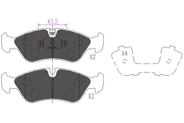 Kit pastiglie freno, Freno a disco - KBP-1004 KAVO PARTS