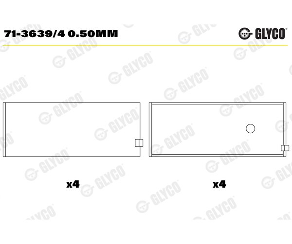 Big End Bearings - 71-3639/4 0.50MM GLYCO