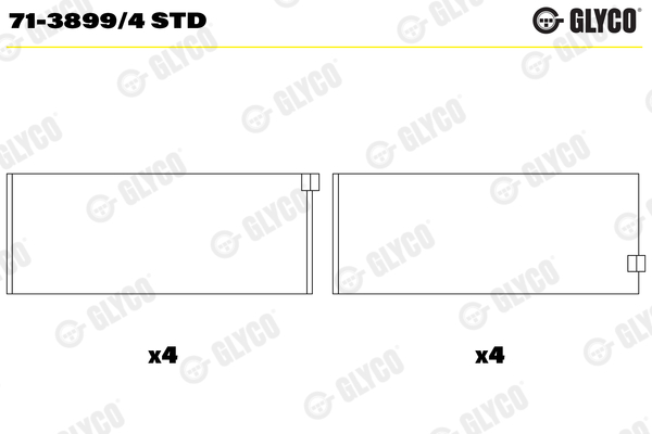 Big End Bearings - 71-3899/4 STD GLYCO
