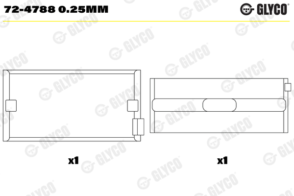 Crankshaft Bearings - 72-4788 0.25MM GLYCO
