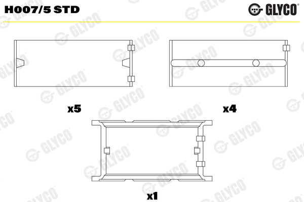 Crankshaft Bearings - H007/5 STD GLYCO