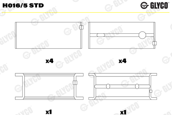 Crankshaft Bearings - H016/5 STD GLYCO