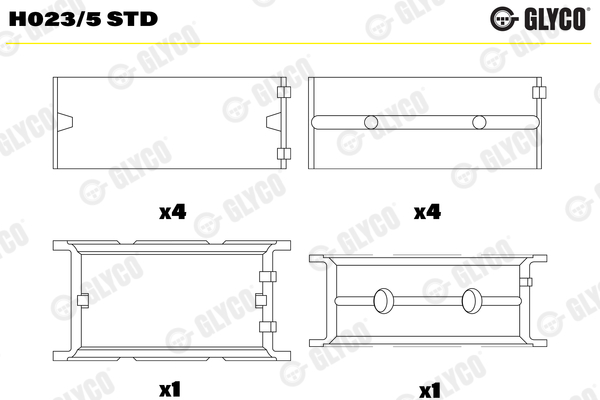 Crankshaft Bearings - H023/5 STD GLYCO