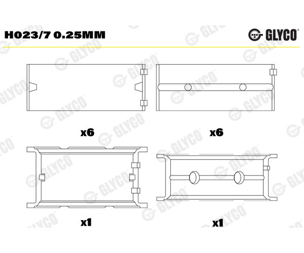 Crankshaft Bearings - H023/7 0.25MM GLYCO