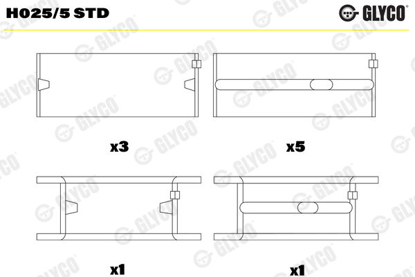Crankshaft Bearings - H025/5 STD GLYCO