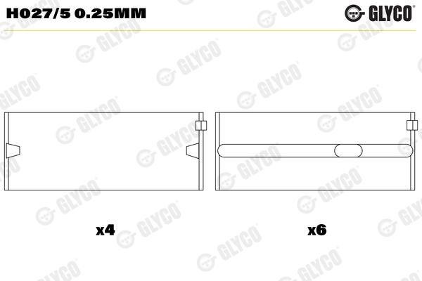 Crankshaft Bearings - H027/5 0.25MM GLYCO