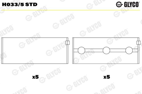 Crankshaft Bearings - H033/5 STD GLYCO
