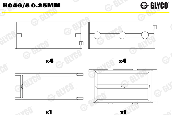 Crankshaft Bearings - H046/5 0.25MM GLYCO
