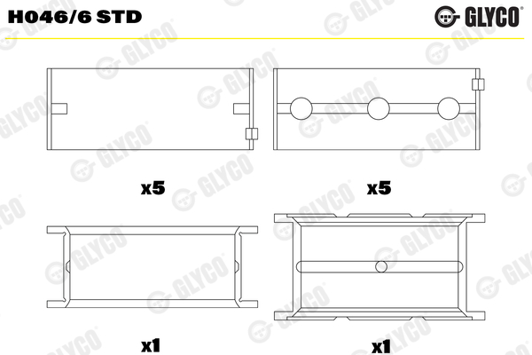Crankshaft Bearings - H046/6 STD GLYCO
