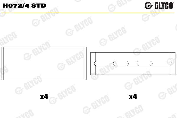 Crankshaft Bearings - H072/4 STD GLYCO