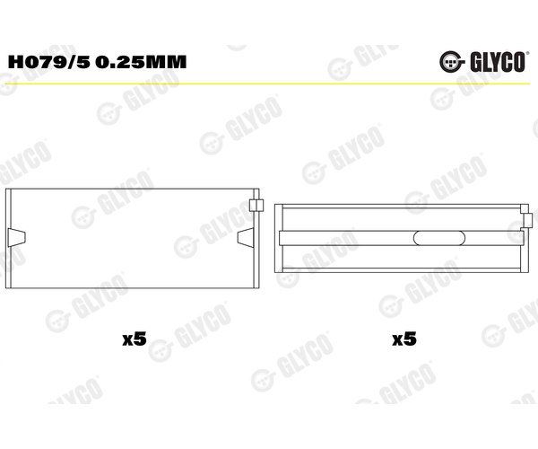 Crankshaft Bearings - H079/5 0.25MM GLYCO
