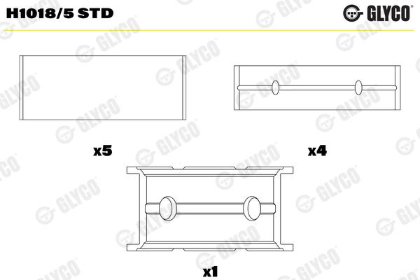 Подшипник коленвала - H1018/5 STD GLYCO