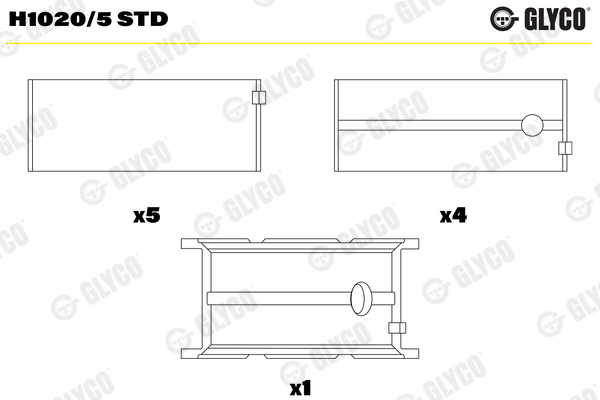 Crankshaft Bearings - H1020/5 STD GLYCO