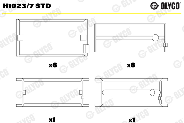 Crankshaft Bearings - H1023/7 STD GLYCO