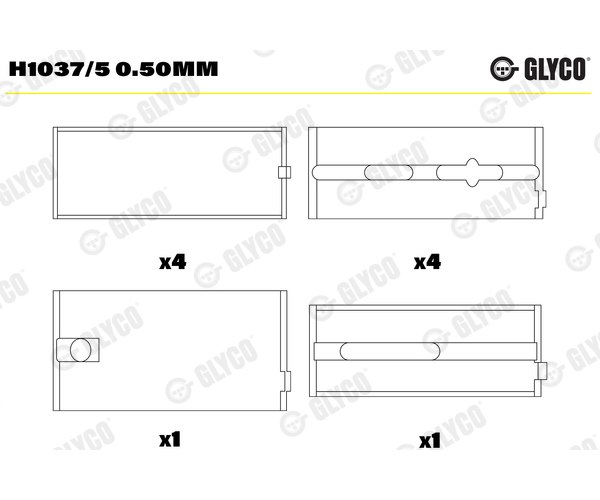 Crankshaft Bearings - H1037/5 0.50MM GLYCO