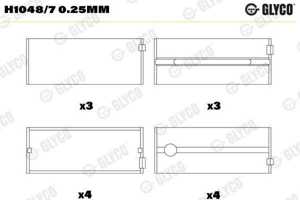 Cuscinetto albero a gomiti - H1048/7 0.25MM GLYCO