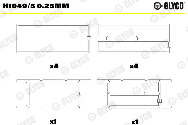 Crankshaft Bearings - H1049/5 0.25MM GLYCO