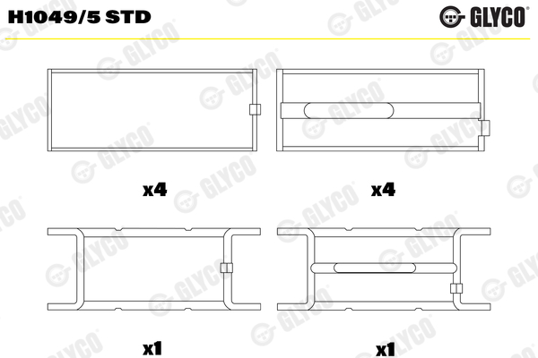 Crankshaft Bearings - H1049/5 STD GLYCO