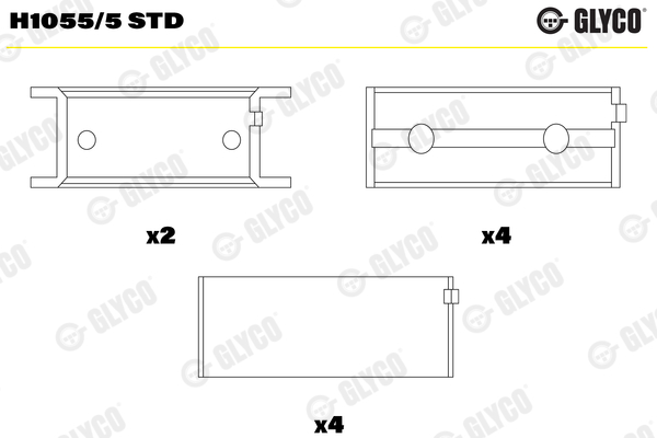 Cuscinetto albero a gomiti - H1055/5 STD GLYCO