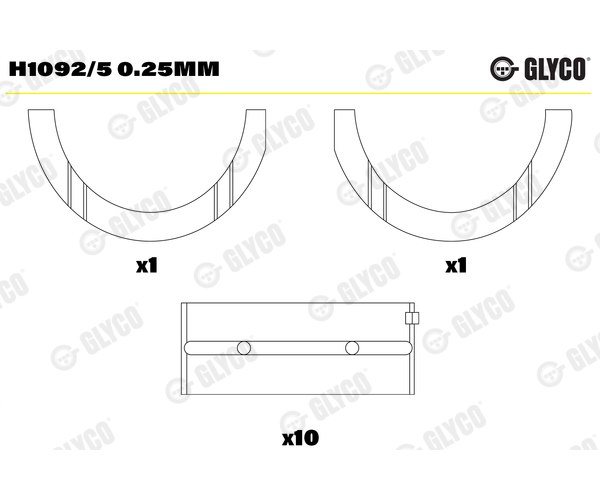Crankshaft Bearings - H1092/5 0.25MM GLYCO
