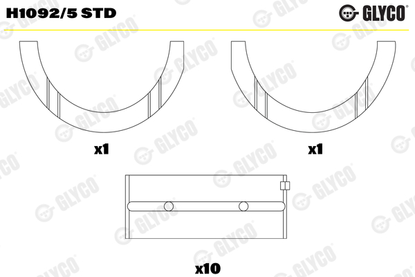 Crankshaft Bearings - H1092/5 STD GLYCO