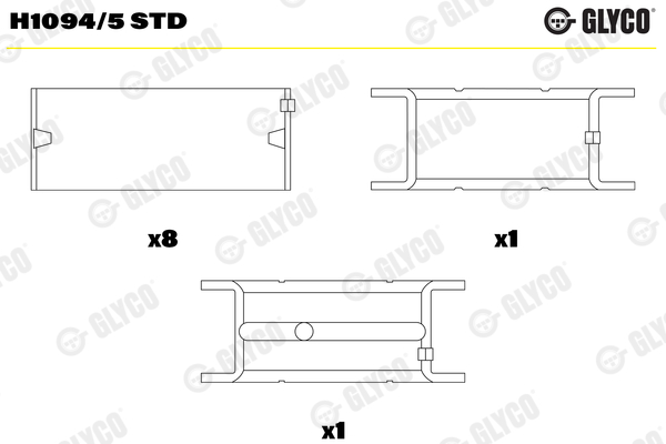 Crankshaft Bearings - H1094/5 STD GLYCO