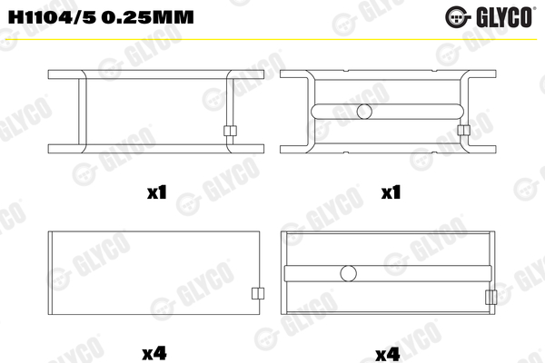 Crankshaft Bearings - H1104/5 0.25MM GLYCO
