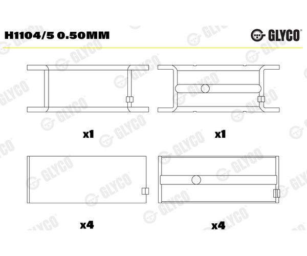Cuscinetto albero a gomiti - H1104/5 0.50MM GLYCO