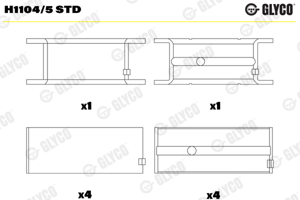 Подшипник коленвала - H1104/5 STD GLYCO