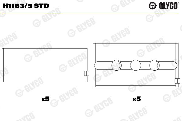 Crankshaft Bearings - H1163/5 STD GLYCO