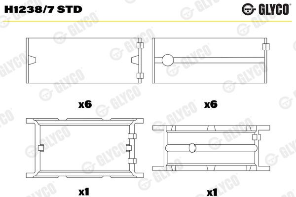 Cuscinetto albero a gomiti - H1238/7 STD GLYCO