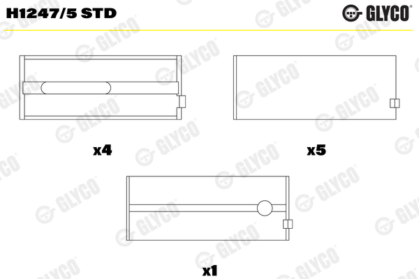 Crankshaft Bearings - H1247/5 STD GLYCO