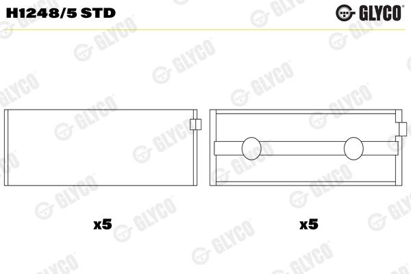 Crankshaft Bearings - H1248/5 STD GLYCO
