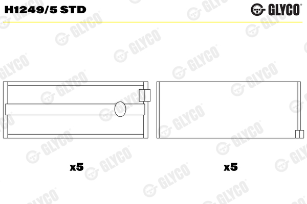 Crankshaft Bearings - H1249/5 STD GLYCO