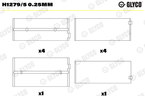 Crankshaft Bearings - H1279/5 0.25MM GLYCO