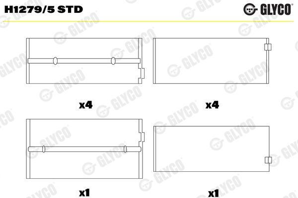 Crankshaft Bearings - H1279/5 STD GLYCO
